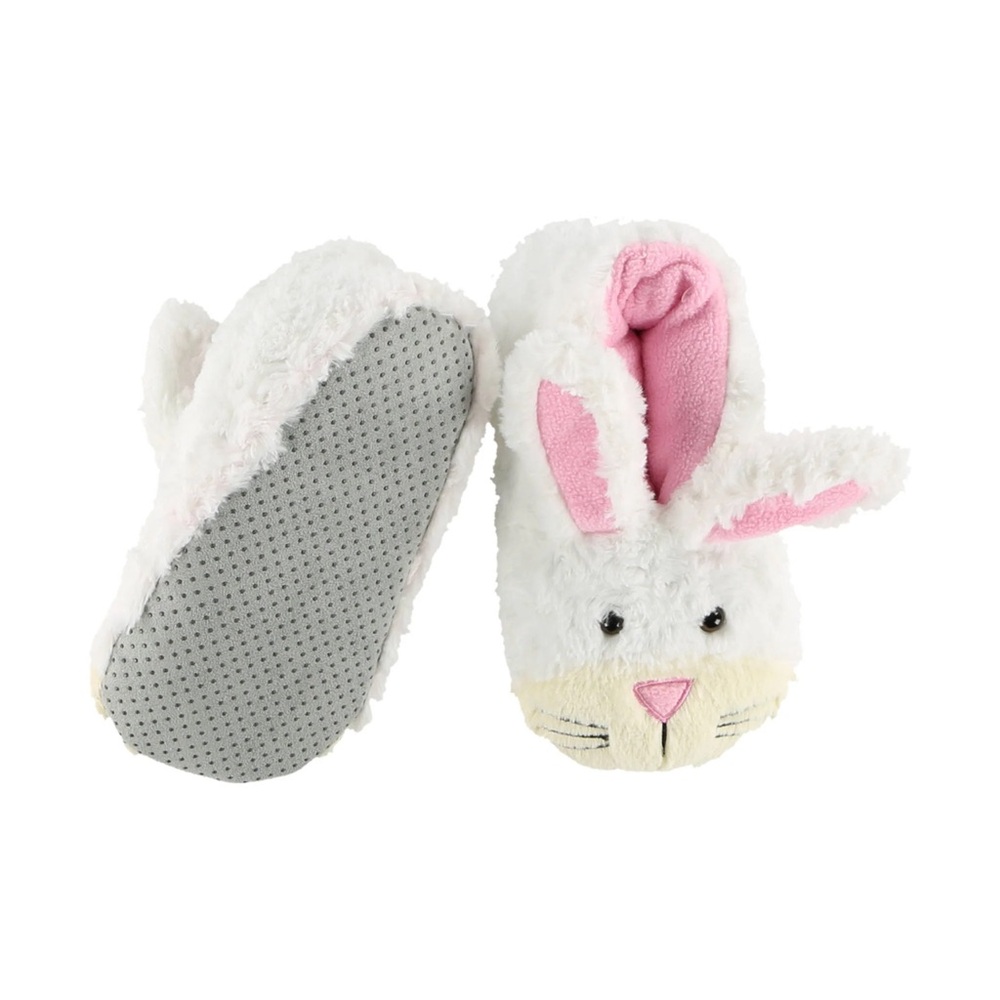 Lazy One White & Pink Bunny Plush Slippers